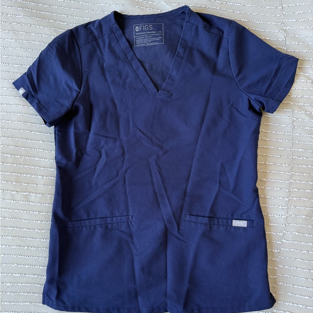 Figs Navy Blue Scrub Top